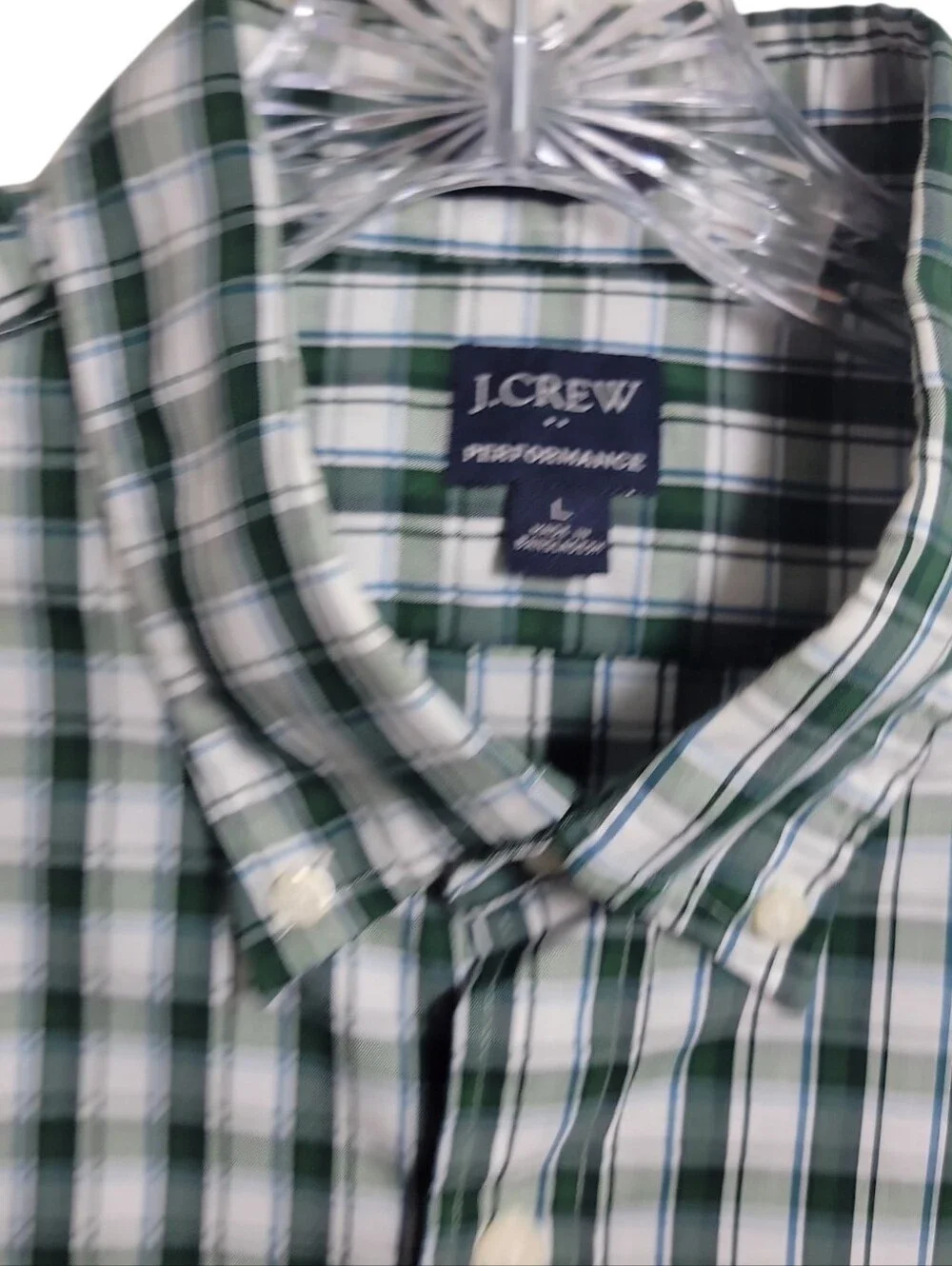 J. Crew performance slim untucked button down plaid shirt men's large